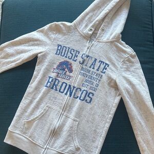 Boise State Broncos BSU White Zip Up Hoodie